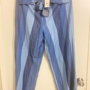 Striped Blue Pants with Tie Waist
